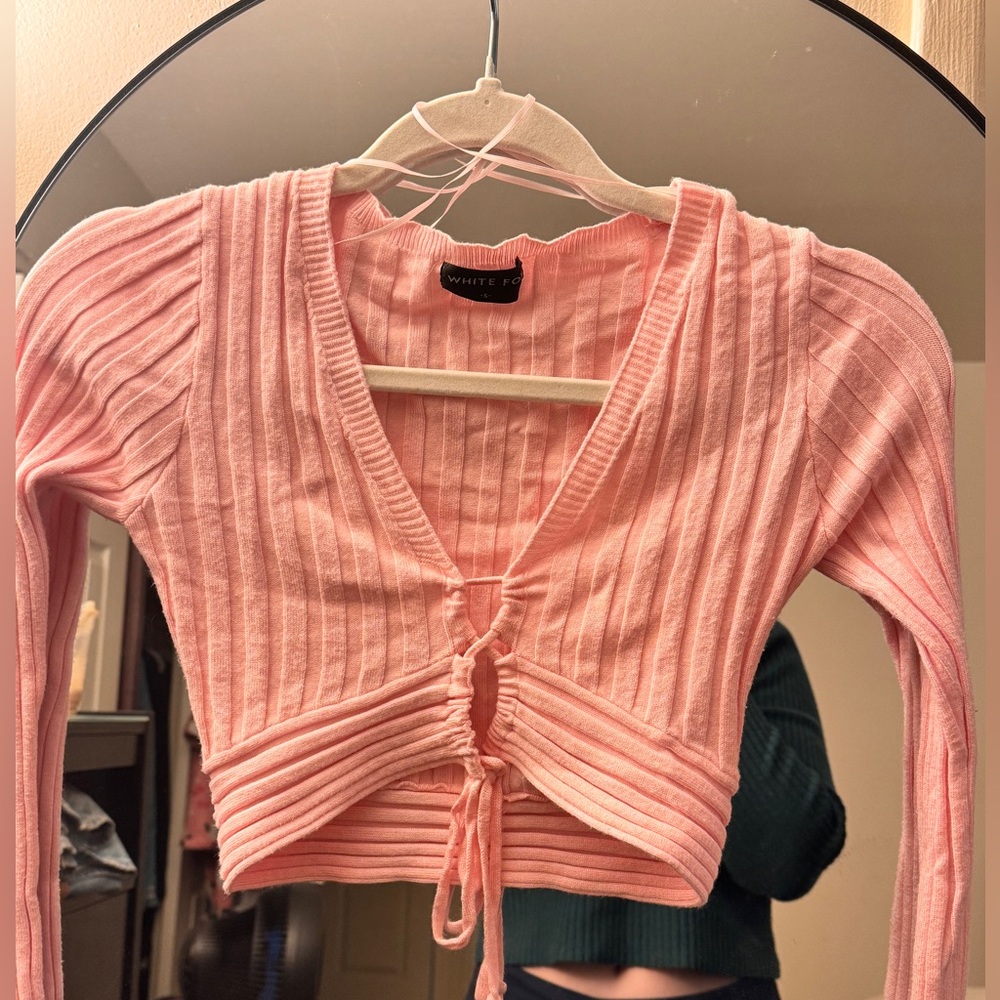 White Fox Boutique- Missy Long Sleeve Crop Baby Pink